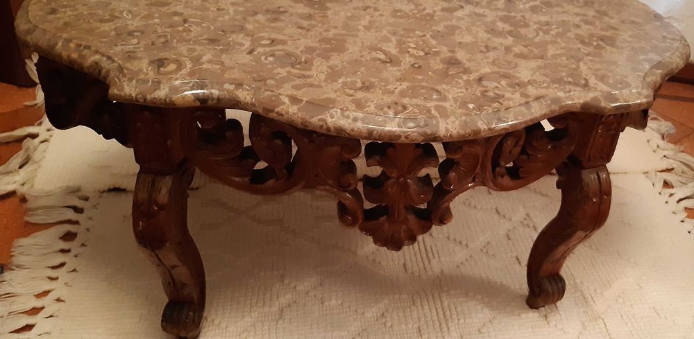 Solid Wood and Stone Coffee Table64740543499778120