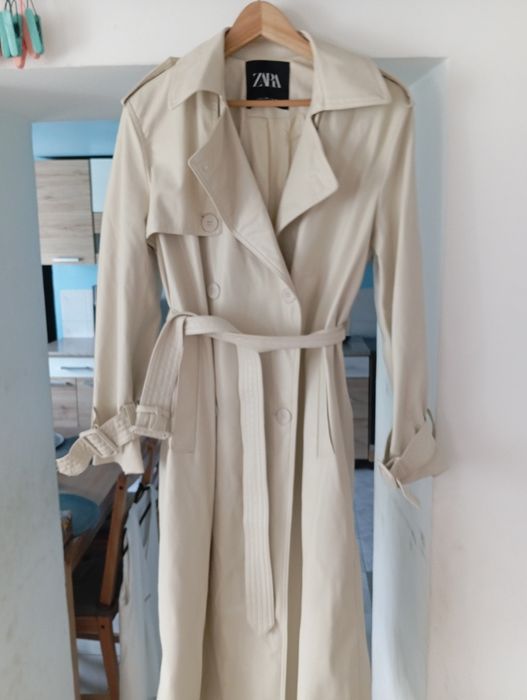 Trench ze sztucznej skóry