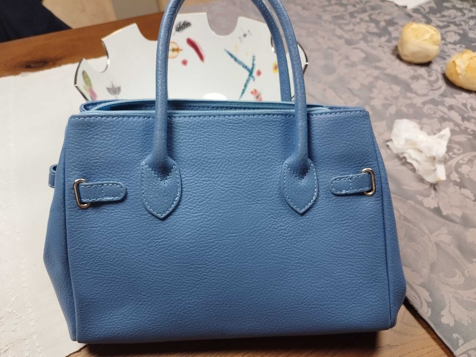 Carteira azul em pele como nova