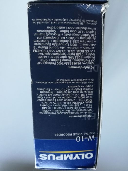 Olympus digital voice recorder W-10 (não funciona)