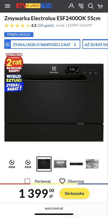Zmywarka Electrolux ESF2400OK 55cm