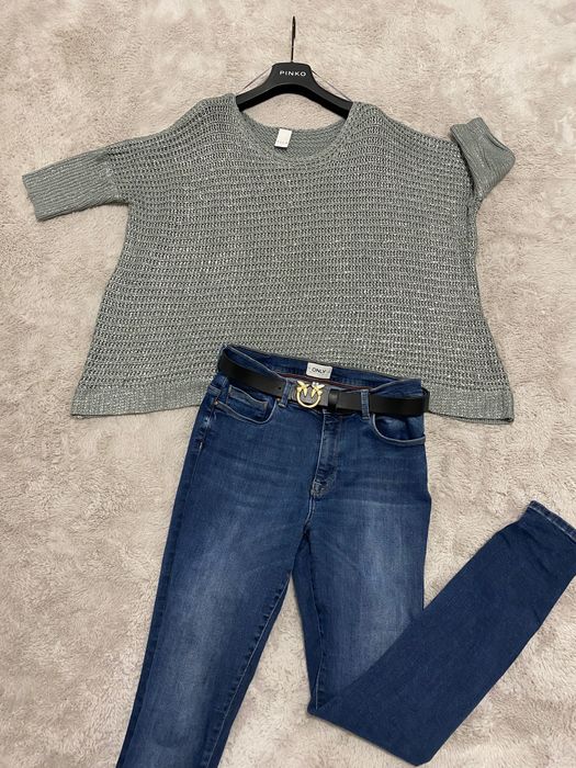 Błyszczący sweter zima S 36 - 40 Vila srebrna nitka