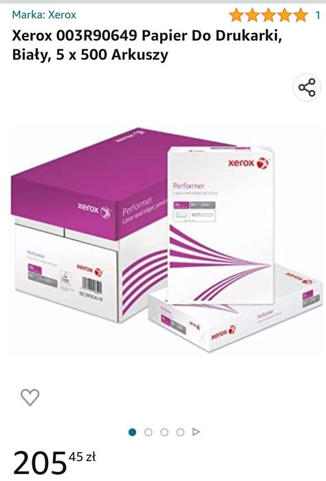 Papier do drukarki Xerox performer A4 5x500 arkuszy