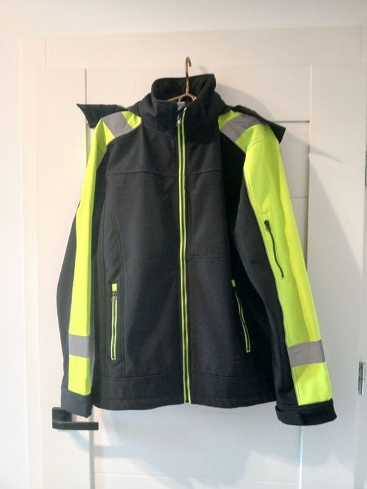 KURTKA ROBOCZA softshell roboczy ODBLASKOWA ostrzegawcza z kapturem