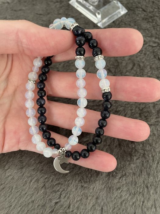 Zestaw bransoletek matching kamienie piaskowiec opal nowe biżuteria