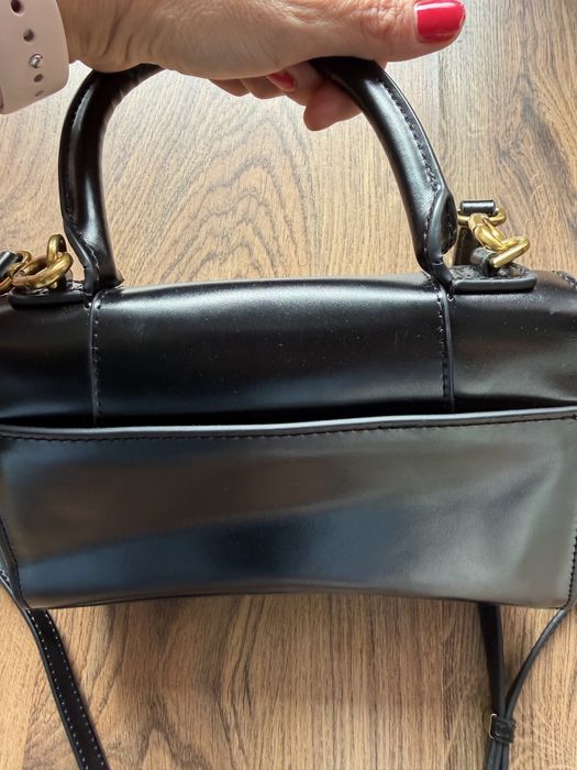 Balenciaga Hourglass Small czarna skórzana torebka Made in Italy