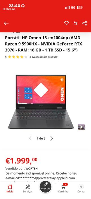 Portátil Gamer ryzen 9 rtx3070