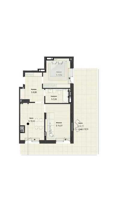 2-кімнатна квартира з великою терасою | ЖК Кленовий Двір | 65 м² - Вид 4
