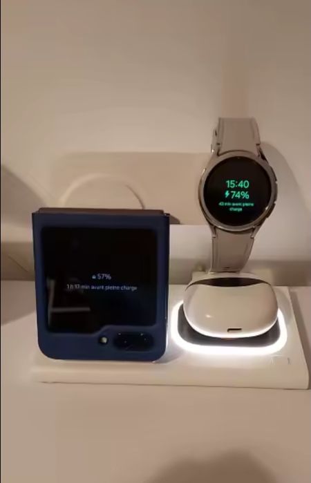 Carregador sem fio telemóvel relógio e fones