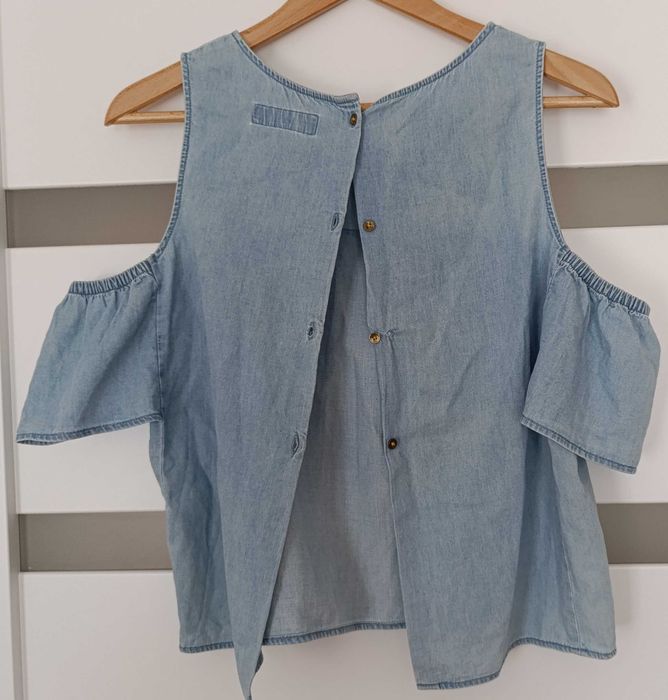 Sinsay denim crop top odkryte ramiona S