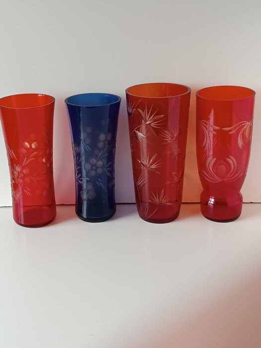 Червона синя кобальтова ваза ретро вінтаж СССР СРСР.