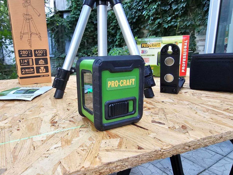 Комплект Лазерный уровень +Штатив 0.65м+Магнитный уголок ProCraft LE2D
