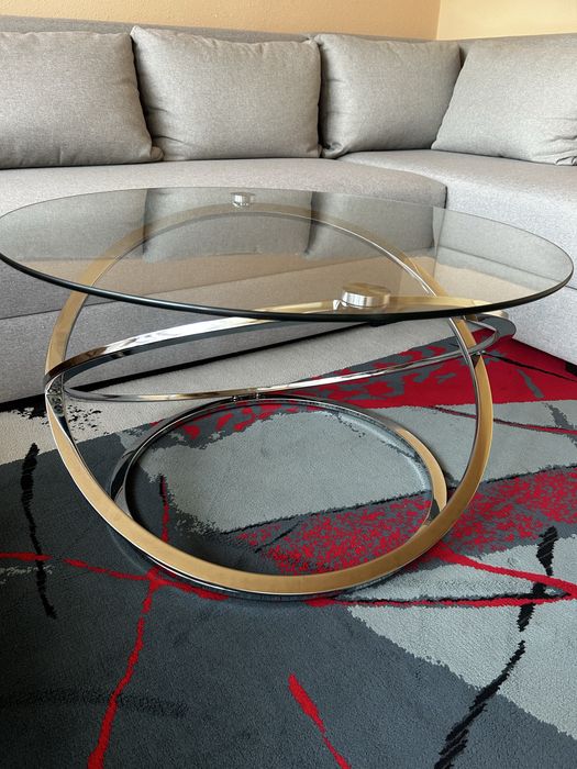 Ława szklana w kształcie koła