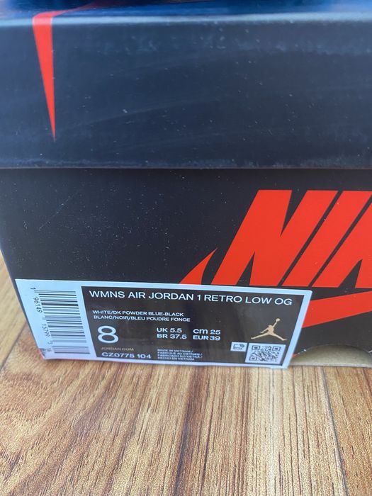Jordan 1 Low Black Dark Powder Blue 39