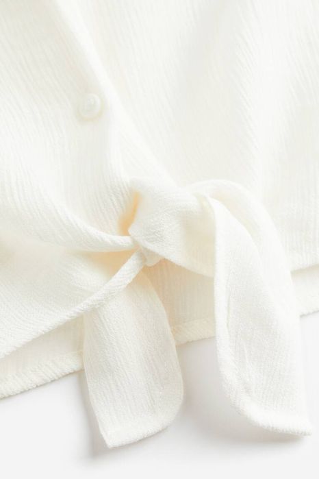 H&M 10-13L Luźna biała koszula z miękkiej tkaniny krepowej