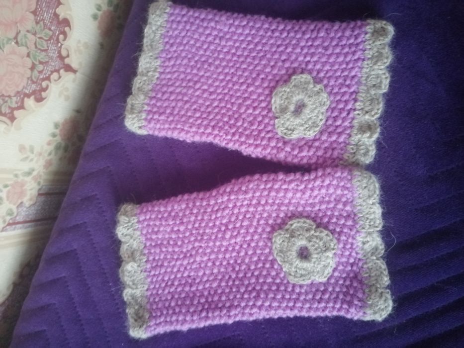 Mitenki ocieplacze hand made lawendowe