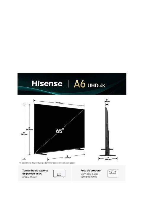 Tv Hisense 65” em excelente estado.