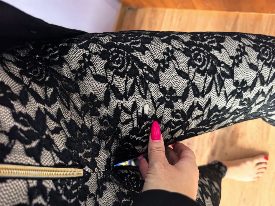 Komplet top plus legginsy czarne koronkowe
