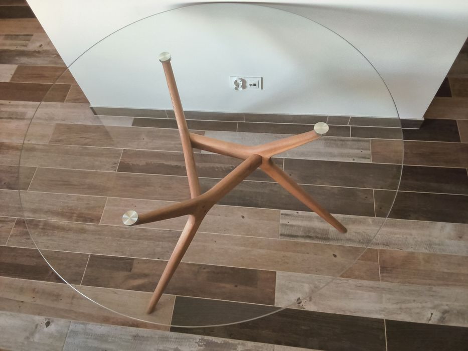 Stół okrągły szklany blat 120cm Halmar