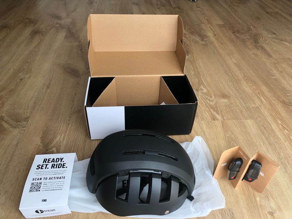 Nowy, FEND składany kask rowerowy + Światła (przód + tył), rozmiar M