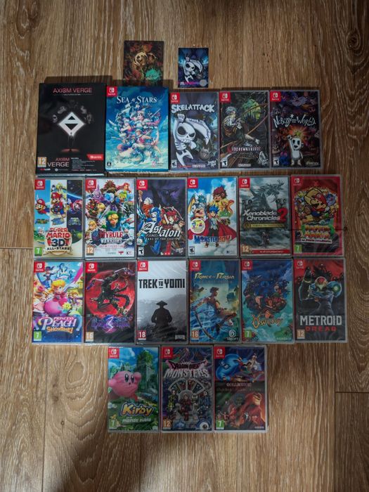 Lote com 20 jogos para Nintendo Switch, incluindo alguns raros, ainda