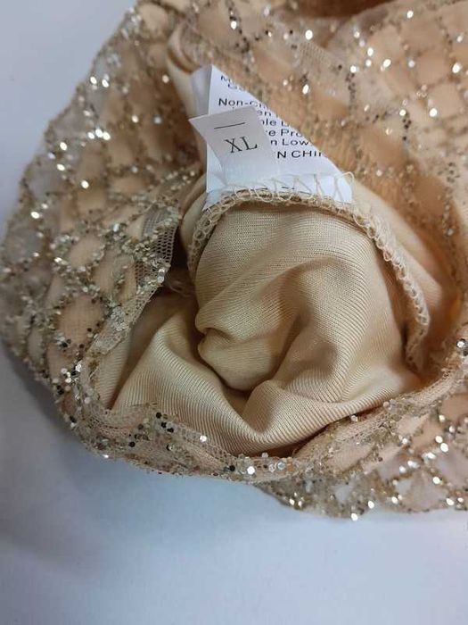 sukienka Złota Modna siateczkowa, Błyszcząca Mini L/XL+kopertówka