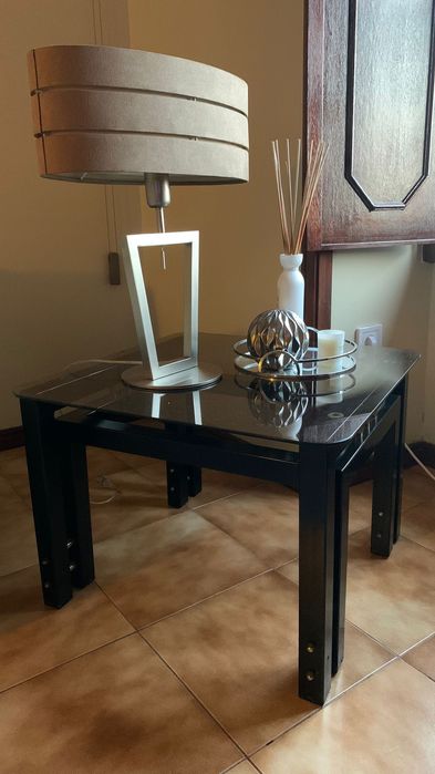 Mesa de centro vidro preta vintage