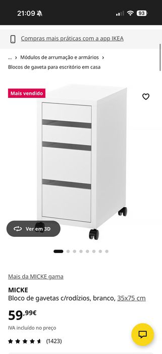 Vendo Gaveteira IKEA EM PRETO