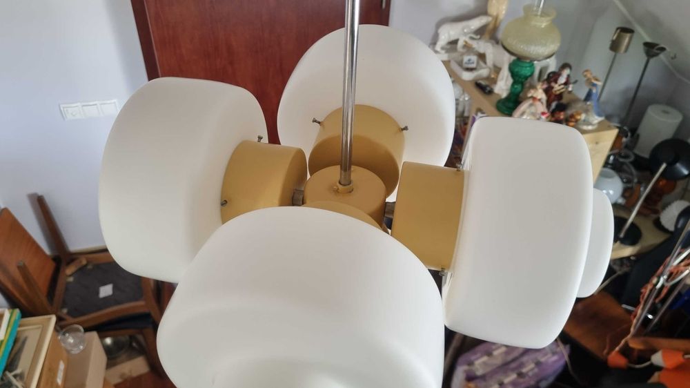 Lampa wisząca Space Age szkło opalowe J. Hůrka, Napako Czechosłowacja