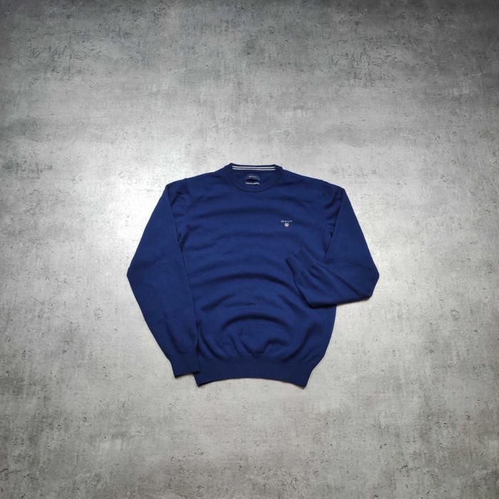 MĘSKI Elegancki PREMIUM Sweter Wełna Elegancki Gant USA Granatowy