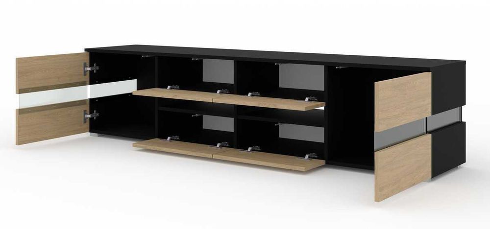 Szafka RTV VIPER 186 cm czarny mat / dąb stone - powystawowa