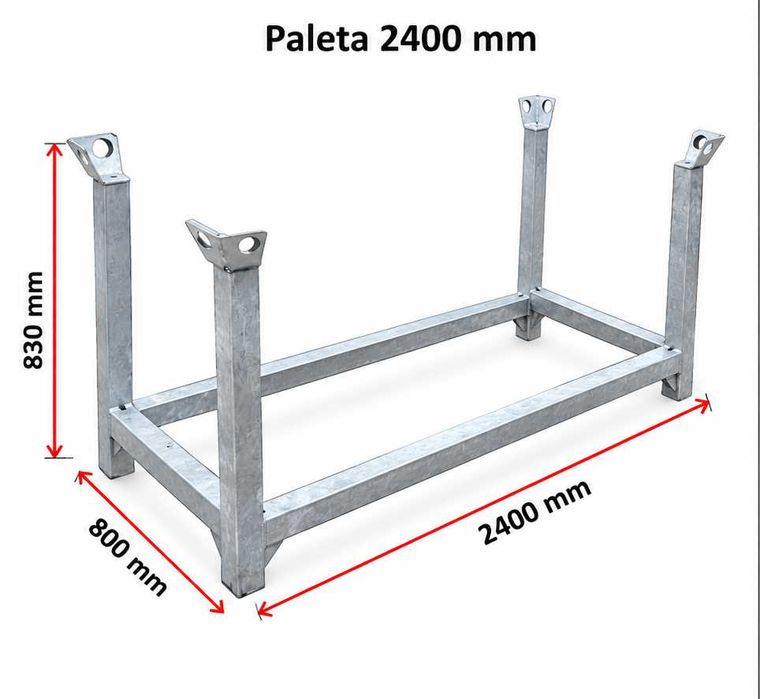 Paleta RW-0 2400 przedłużona paleta na stemple. Paleta dłużycowa.