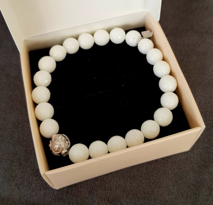Pulseira Prata e gemas brancas