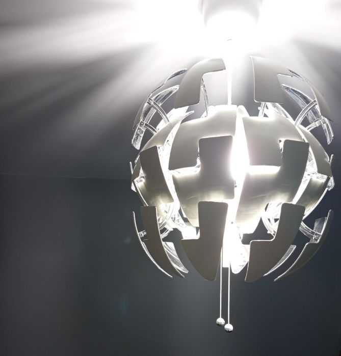 Candeeiro suspenso, branco/prateado, 35 cm