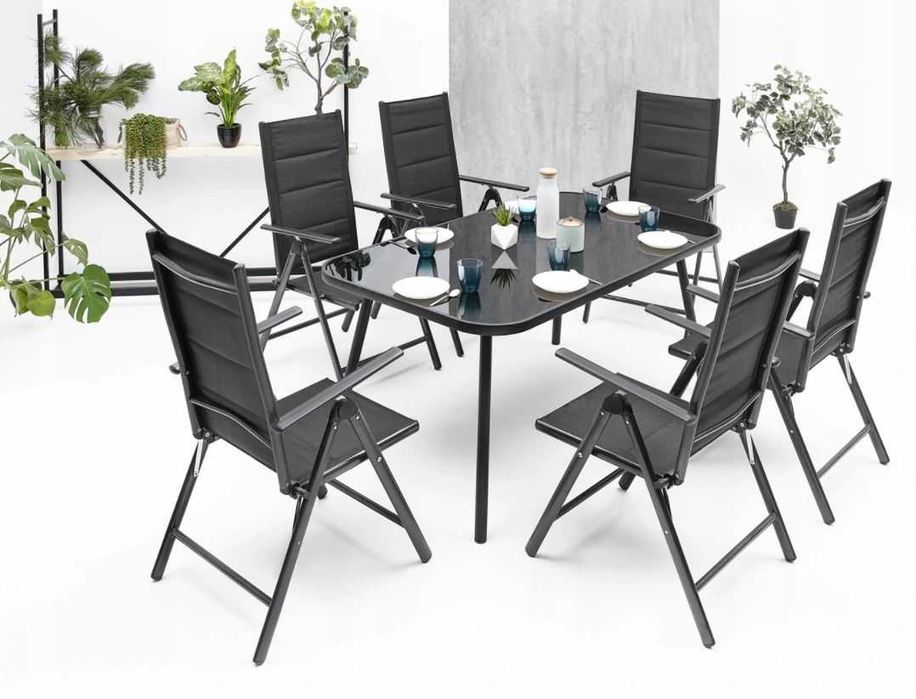 MEBLE OGRODOWE Zestaw STÓŁ 6+1 Na Taras Balkon 90 cm x 150 cm x 73 cm