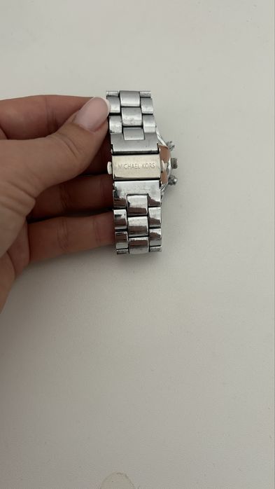 Michael Kors zegarek srebrny rozowa tarcza