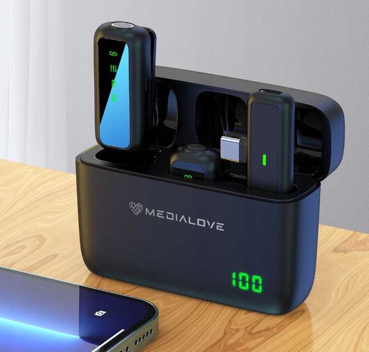 2x MIKROFON BEZPRZEWODOWY KRAWATOWY do telefonu iphone android z etui