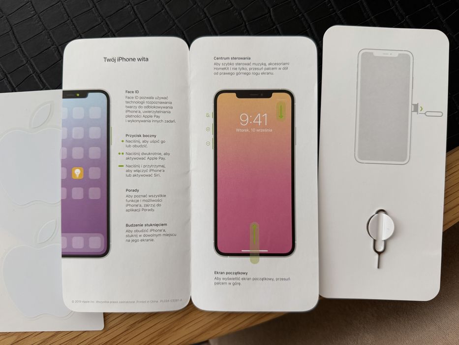 Kluczyk igła do SIM iPhone Apple / SAMSUNG/ Mi/ Pixel + Naklejki + instrukcja NOWE
