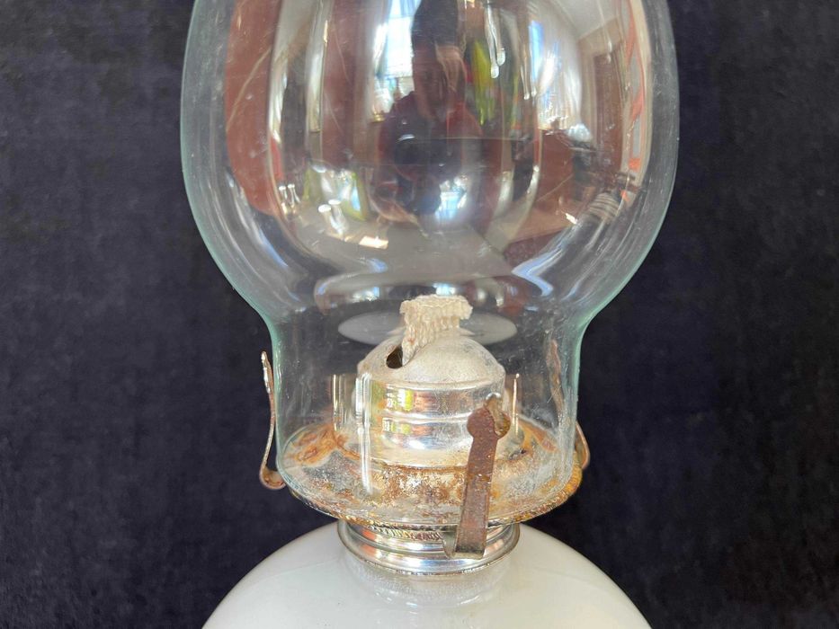 Lampa Naftowa Ceramika Vintage Antyk