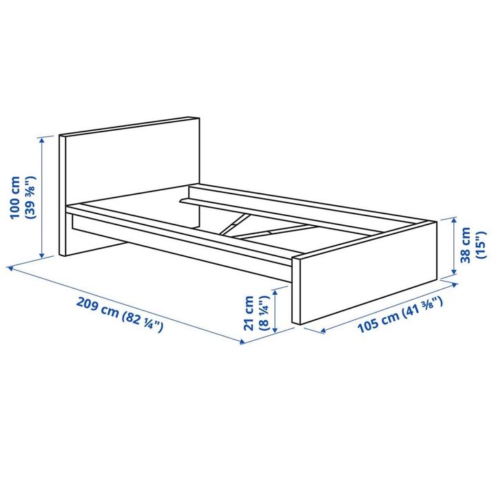 Cama IKEA MALM + Mesa de Cabeceira + Estrado