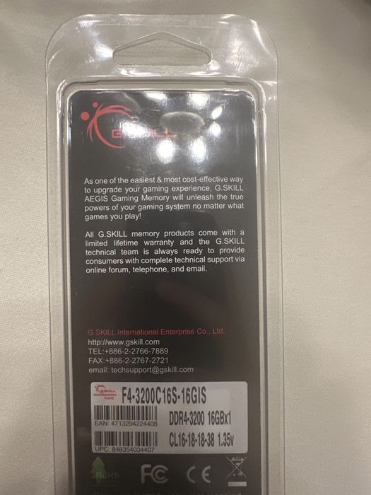 RAM GSkill 16gb DDR4 3200MHz CL16