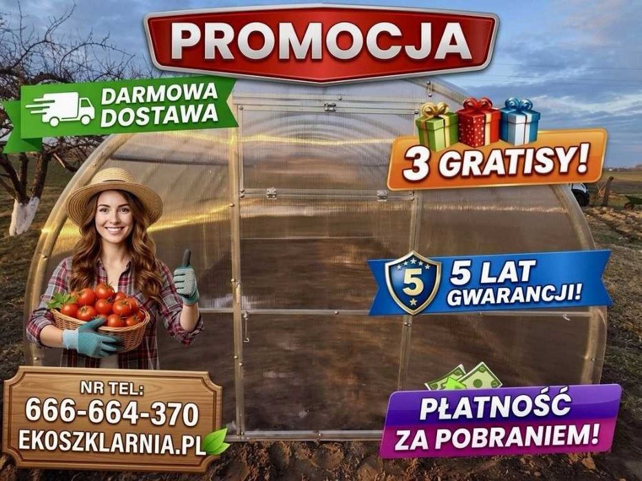 Szklarnia ogrodowa,tunel z poliwęglanu 4/6mm,3x4 3x6 2,4x4 3,5x4 40x20