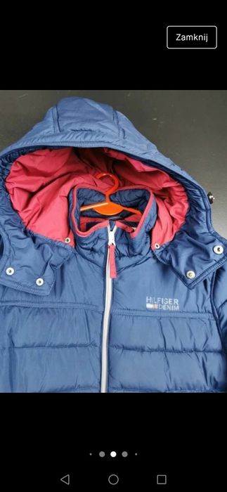 Kurtka Tommy Hilfiger Denim, puchowa, zimowa, granatowa, parka,płaszcz