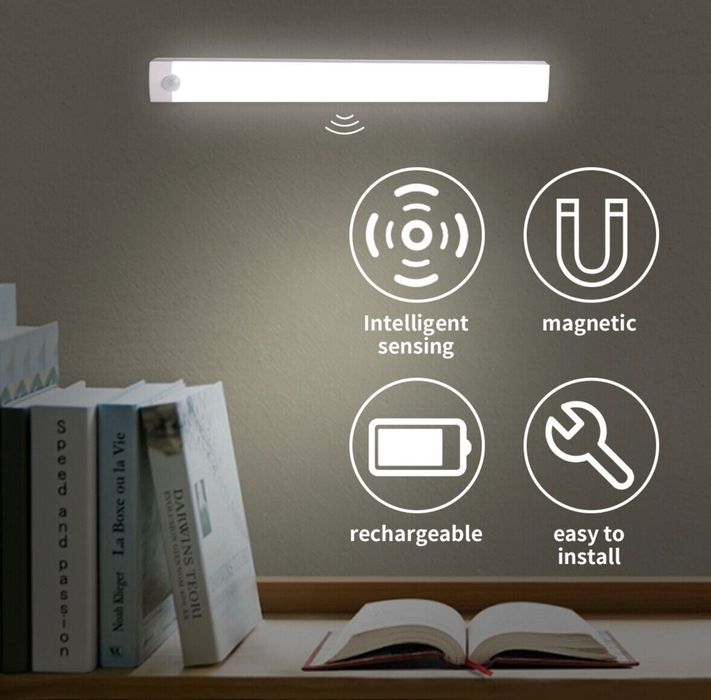 Lampada LED para armários etc, recarregável e com sensor 26 LEDs 20cms64575347894913122