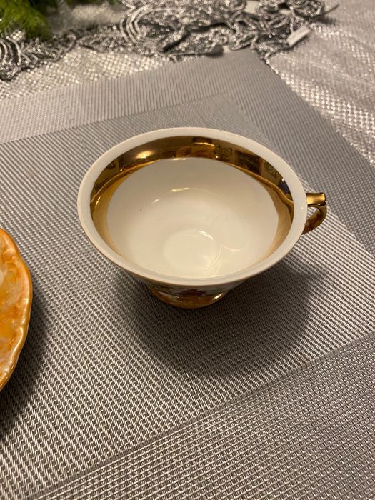 Śliczny komplet filiżanek do kawy z podstawkami PRL made in Poland