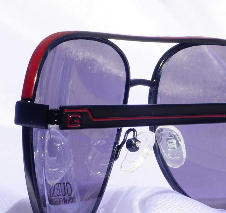 Okulary GUESS GF0172  czarne czerwone aviatory polaryzacja sunglasses pilotki Cena Producenta: 980 PLN