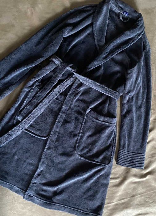 Халат серый флис  мужской, женский, унисекс Л-ХЛ