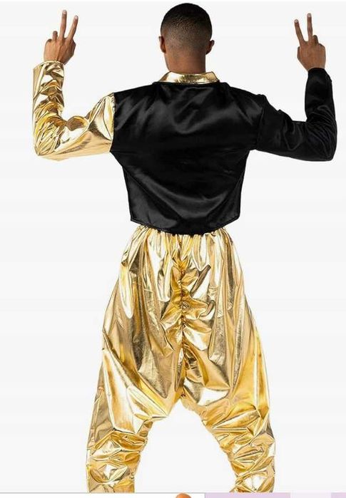 Kostium disco Oldschoolowy raper lata 80, 90. złoty Mc Hammer XL Q591