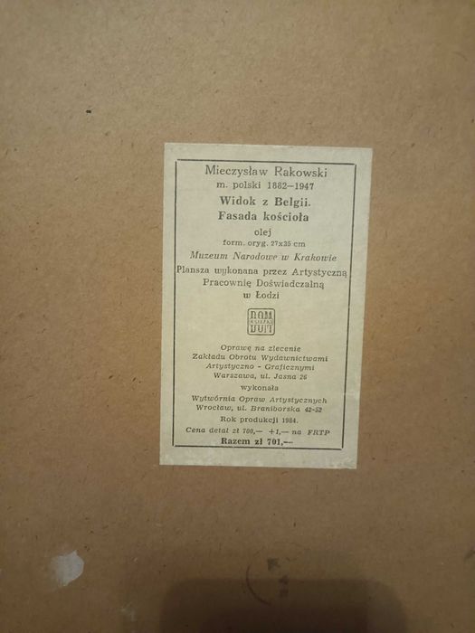 Mieczysław Rakowski plansza obrazu Fasada Kościoła