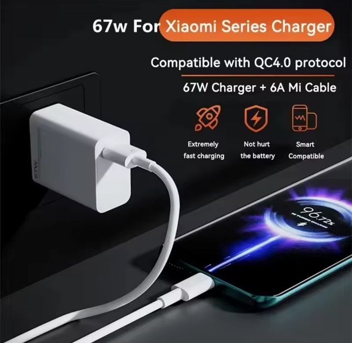 Швидка  зарядка ,  67w+кабель 1 м